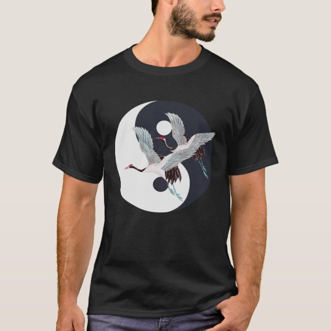 Camiseta Tai Chi White Crane Yin Yang Qi Gong Chinês Branco (Frente)
