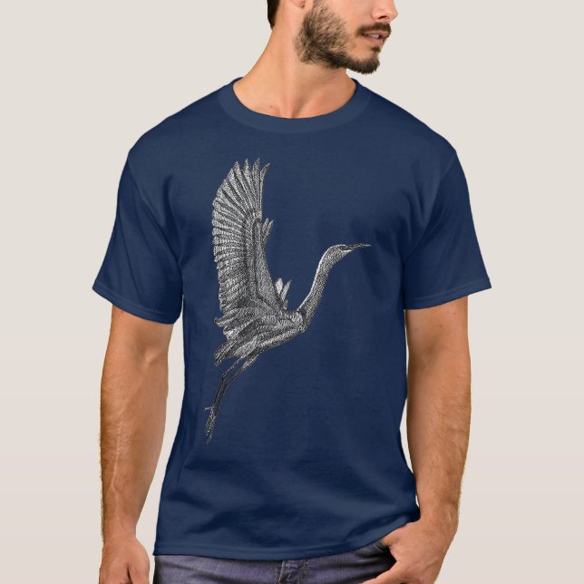 Camiseta Tai Chi White Flying Crane Qi Gong Ilustração (Frente)