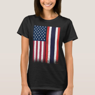 Camiseta Tailândia Bandeiras Tailandesas Americanas Orgulho