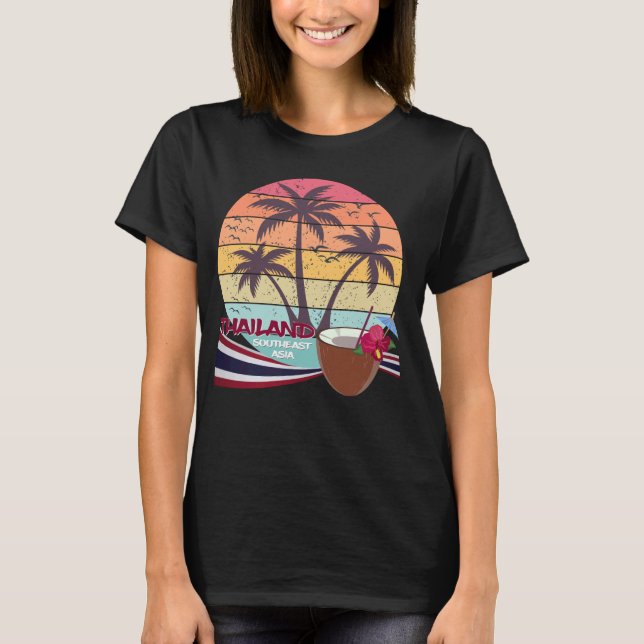 Camiseta Tailândia Beach Palm Flag Vacing Koh Samui Bangko (Frente)