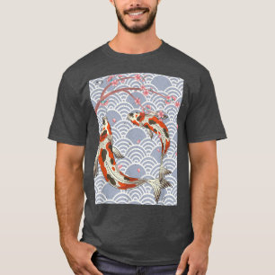 Camiseta Taisho Sanke Koi Fish Pond Japão Aesética Sakura