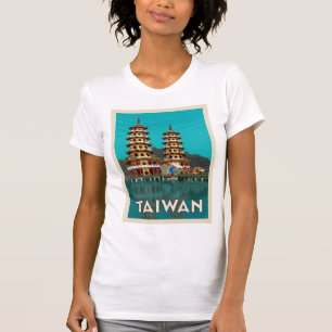 Camiseta Taiwan Dragão E Pagodas De Tigre