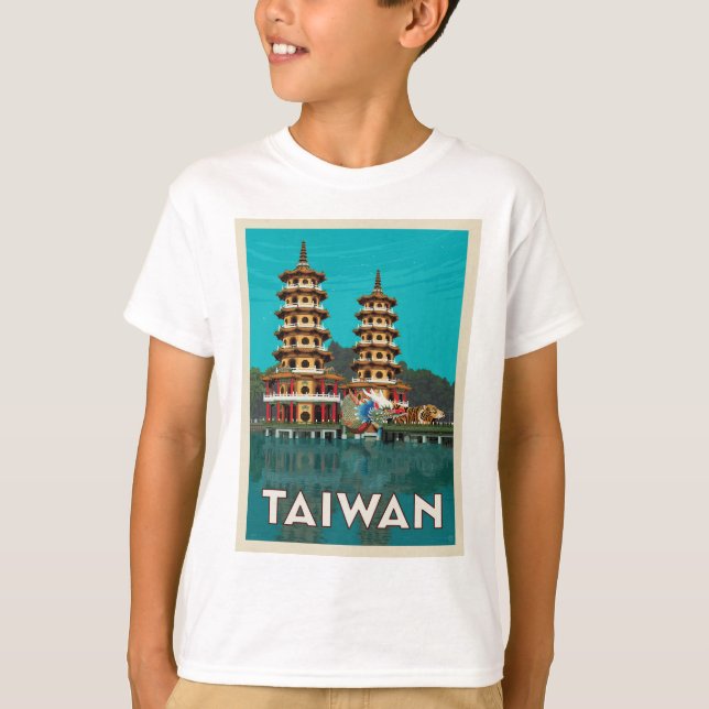 Camiseta Taiwan | Dragão E Pagodas De Tigre (Frente)