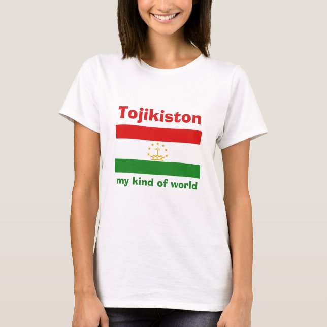 Camiseta Tajiquistão Bandeira + Mapa + Texto (Frente)