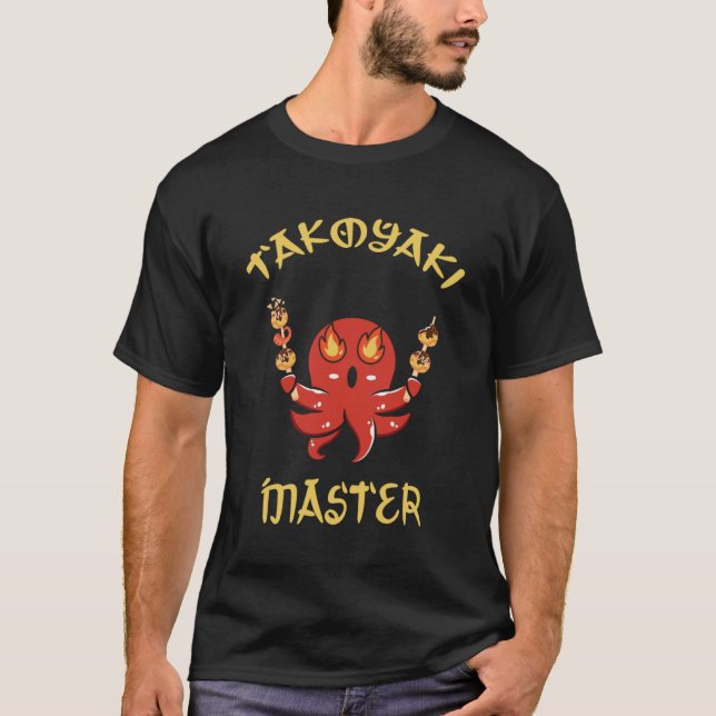 Camiseta Takoyaki mestre Japão Foodie Street Comida Octopus (Frente)
