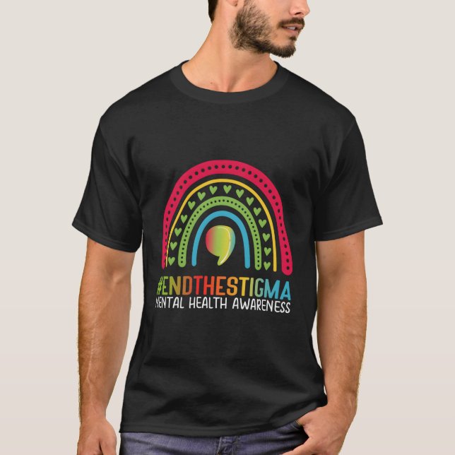 Camiseta Tal-Health Importa Acabar Com O Stigma Rainbow Boh (Frente)