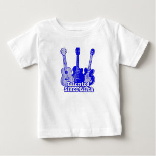 Camiseta Talento desde o nascimento. guitarras azuis vintag