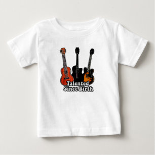 Camiseta Talentoso desde o nascimento. Guitarras coloridas 