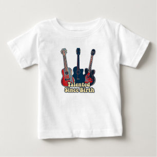 Camiseta Talentoso desde o nascimento. Guitarras coloridas 
