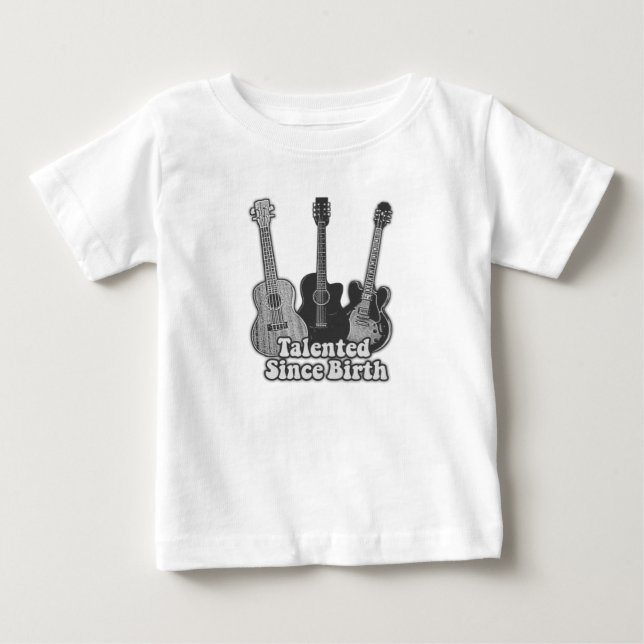 Camiseta Talentoso desde o nascimento. Vintage guitarra pre (Frente)