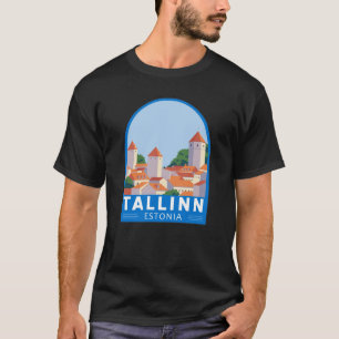 Camiseta Tallinn Estônia Retro Viagem Art Vintage