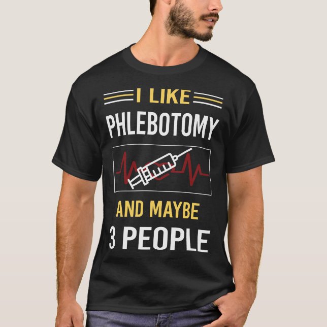 Camiseta Talvez 3 Pessoas Flebotomia Flebotomista (Frente)