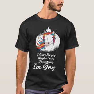 Camiseta Talvez eu seja Gay Unicorn Gay do Arco-Íris Transg