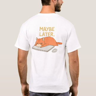 Camiseta Talvez Mais Tarde Gato Laranja Humor de Mesa