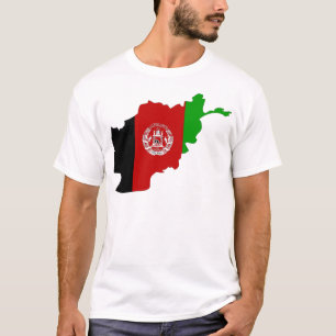 Camiseta Tamanho do cheio do Mapa da Bandeira do Afeganist