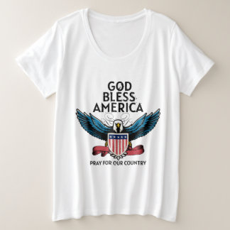Camiseta Tamanho do Deus abençoe America Plus