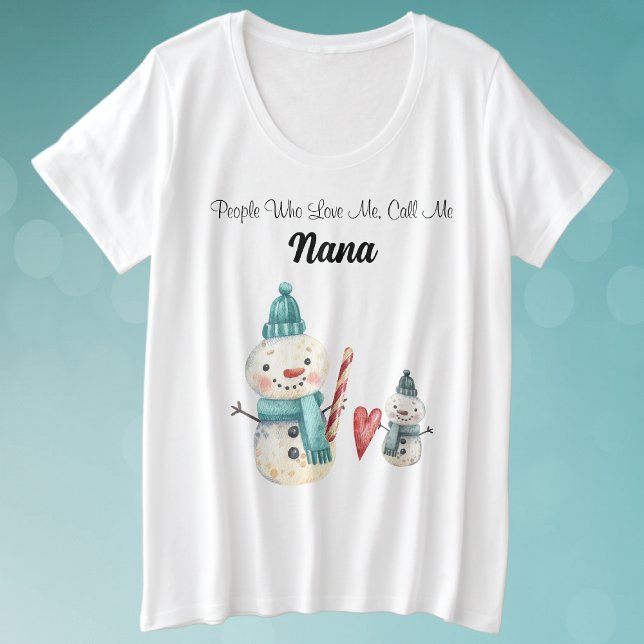 Camiseta Tamanho Mais Personalizado Avó Snowman Comfy T Shi (Criador carregado)
