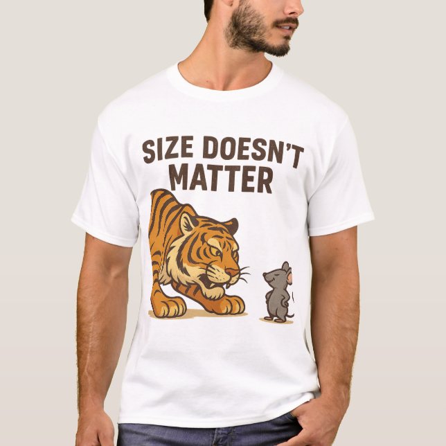 Camiseta Tamanho não importa - Design de Tigre e Rato Engra (Frente)