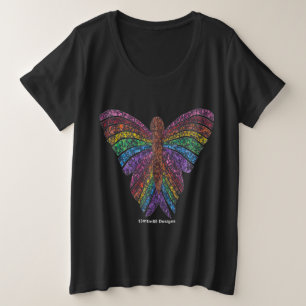 Camiseta Tamanho Plus - Borboleta Arco-íris (vívid