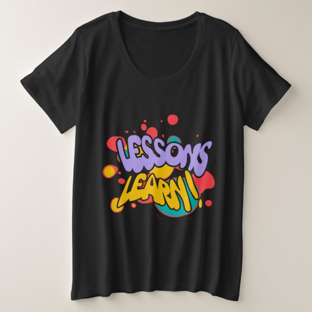 CAMISETA TAMANHO PLUS LIÇÕES DE SALPICOS DE TINTA  (Frente do Design)