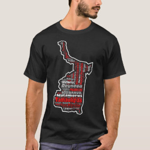 Camiseta Tamaulipas México Mapa dos Municípios México