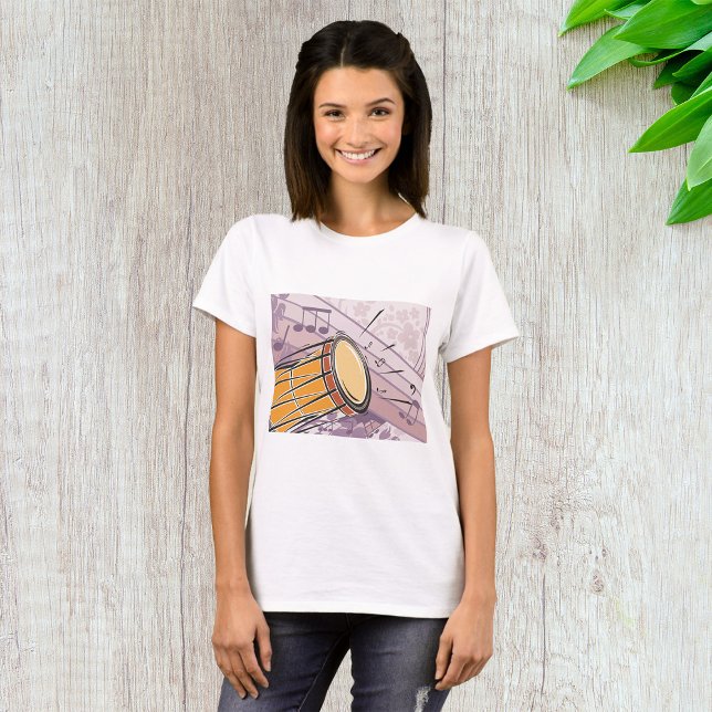 Camiseta Tambor Bongo Tradicional Com Notas Musicais (Criador carregado)