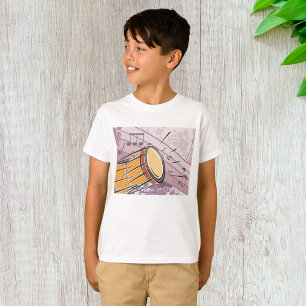 Camiseta Tambor Bongo Tradicional Com Notas Musicais
