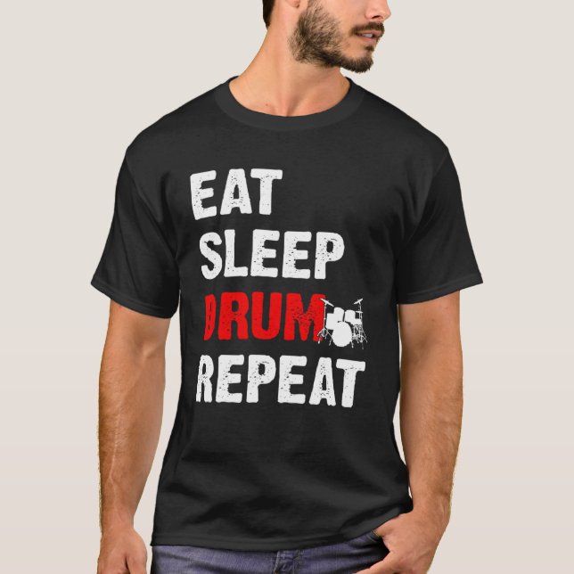 Camiseta Tambor De Repouso Repetir Drummer De Drumagem (Frente)