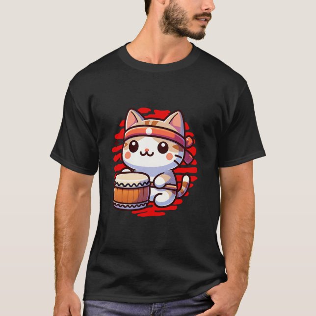 Camiseta Tambor de Taiko Japonês Tradicional (Frente)