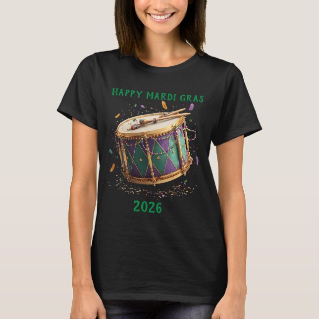 Camiseta Tambor Festivo de Mardi Gras (Frente)
