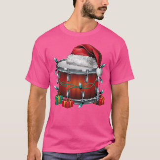Camiseta Tambor Músico Xmas Papais noeis de Iluminação Musi