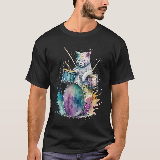 Camiseta Tambores Batera Gato  4 (Frente)
