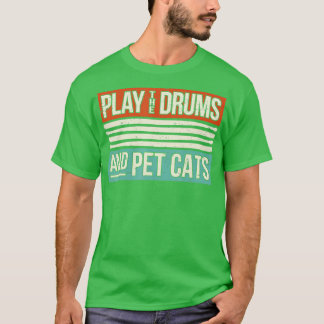 Camiseta Tambores De Drummer Retro Persão I Gatinho Ca