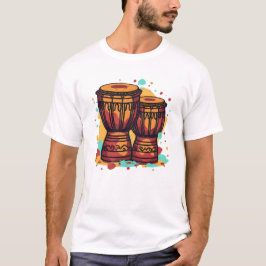 Camiseta Tambores Djembe Gêmeos Coloridos