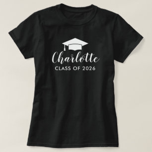 Camiseta Tampa de Graduação com Nome em Letra Branca Modern