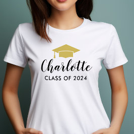 Camiseta Tampa de Gradução Nome Roscrito a Ouro Moderno 202