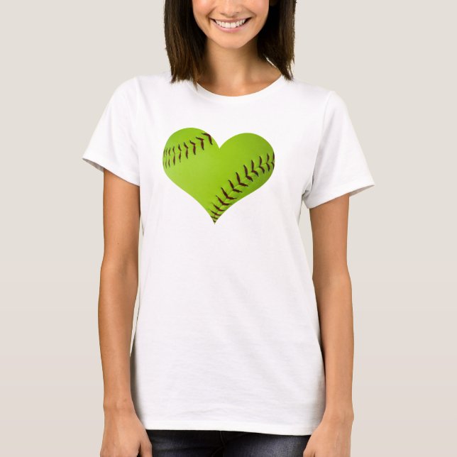 Camiseta tampa de softball em forma de coração. (Frente)