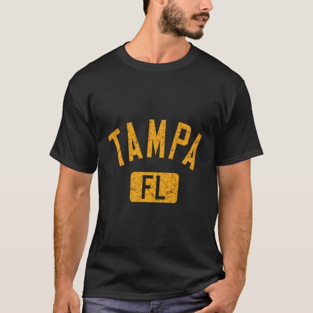Camiseta Tampa Fl Texto Arranhado Impressão (Frente)