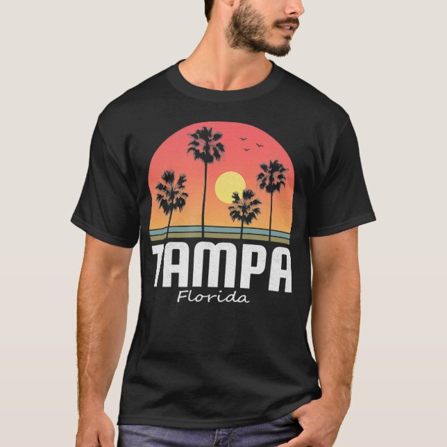 Camiseta Tampa Florida Beach Palm Sunset Gift Women Men Kid (Frente)