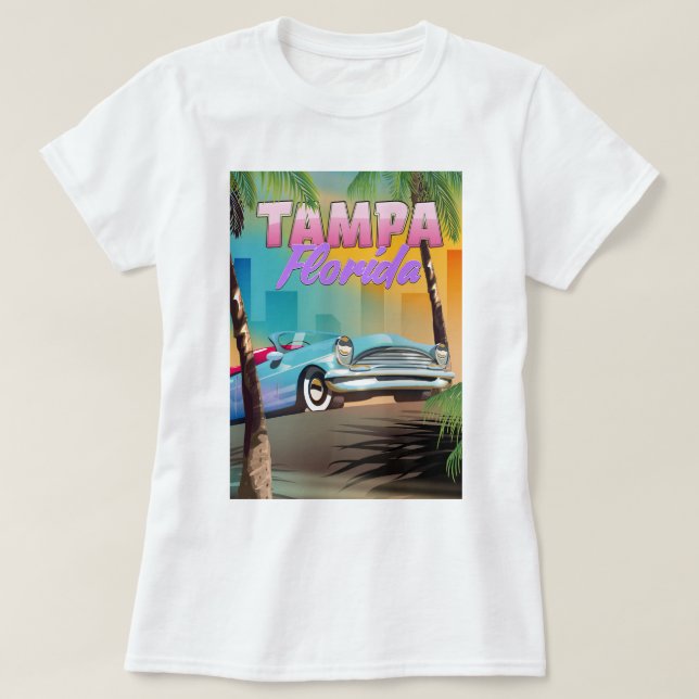 Camiseta Tampa Flórida belo poster de viagens. (Frente do Design)
