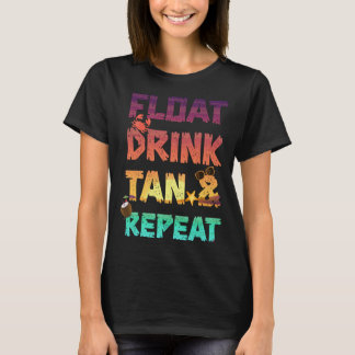 Camiseta Tan de bebida flutuante e repetir férias de verão 