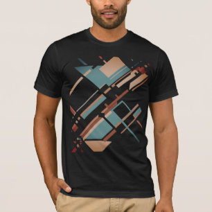 Camiseta Tan Teal Rust inclinada MCM Look Abstrato Geométri