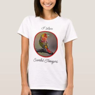 Camiseta Tanager Escarlate em Muda - Fotografia Original