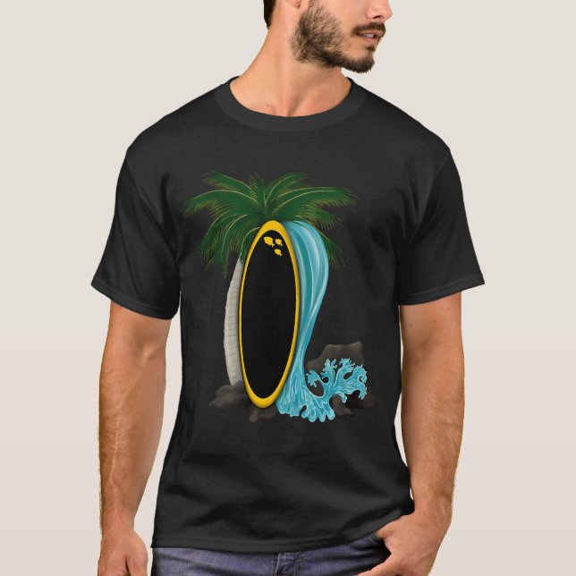 Camiseta Tanga Amarela de Prancha de Surfe (Frente)