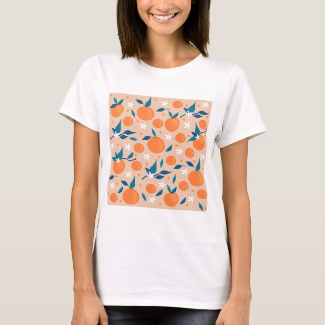 Camiseta Tangerinas e flores de Verão (Frente)