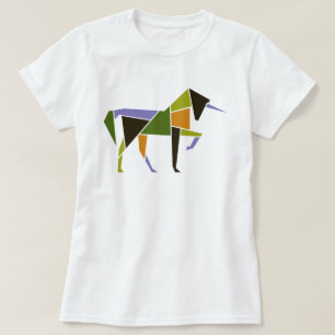 Camiseta Tangrama Elegante de Abstrato Moderno do Unicórn 