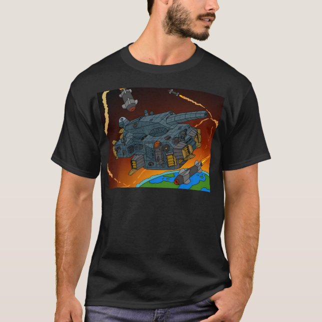 Camiseta Tanque espacial Sci Fi. Tanque de Batalha. (Frente)