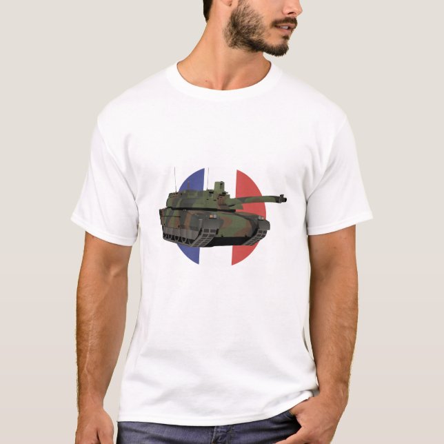Camiseta Tanque francês Leclerc com bandeira (Frente)