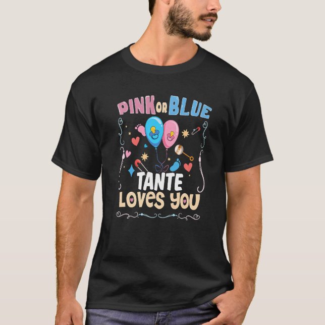 Camiseta Tante rosa ou azul ama você, melhor tia do mundo (Frente)