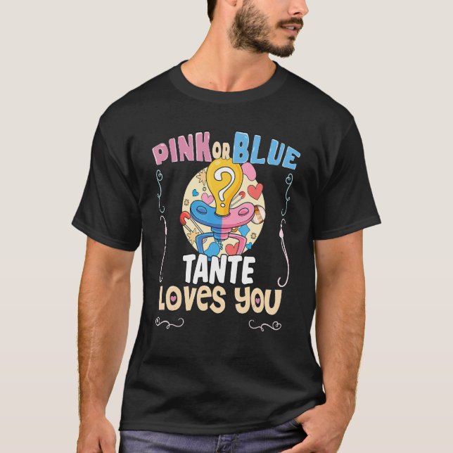 Camiseta Tante rosa ou azul ama você, melhor tia do mundo (Frente)